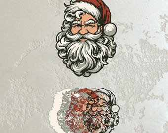 Multilayer Santa Claus SVG, Layered Christmas Papercut, Santa Face Template for Laser Cut, Holiday Cricut Silhouette DXF