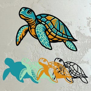 Sea Turtle Layered Mandala SVG PDF Vector Cut File for Cricut Laser Glowforge CNC Projects, Multilayer Ocean Animal Design