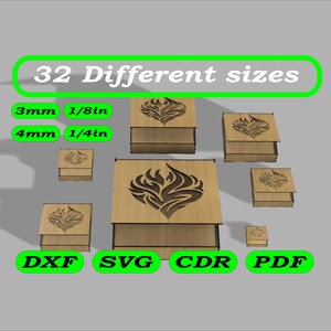 Decorative Gift  Box Laser Cut box  With Lid Svg Dxf Pdf Cdr Storage Box Vector Files For Wood Laser Cutting