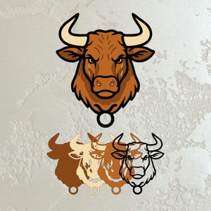 Bull Head Multilayer SVG, Layered Buffalo Mandala, Farm Animal Wall Art, Laser Cut Template for CNC, 3D Wood Decor