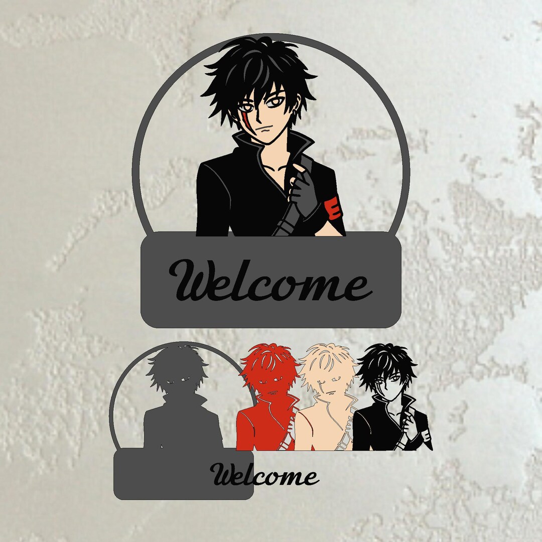 Anime Welcome Sign SVG for Door, Layered Character Wall Decor, Gothic ...