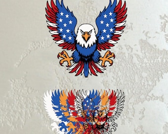 Aquila patriottica in formato SVG, Aquila calva 3D multistrato, Bandiera americana tagliata al laser, File Cricut con aquila a strati, Fauna selvatica degli Stati Uniti in formato SVG DXF in formato PDF