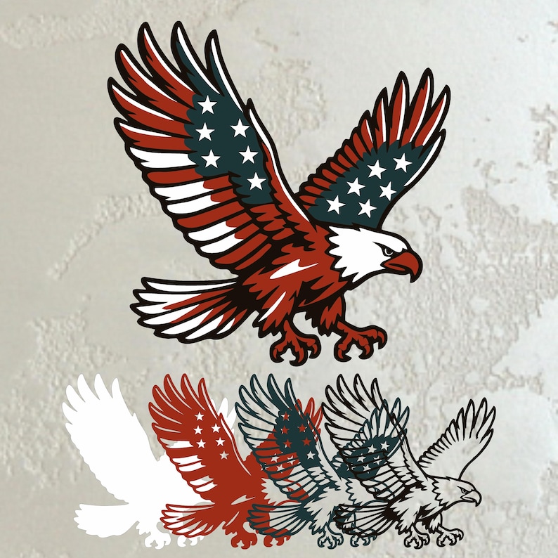 Eagle USA Flag 3D Layered SVG: Patriotic Laser Cut File (digital ...