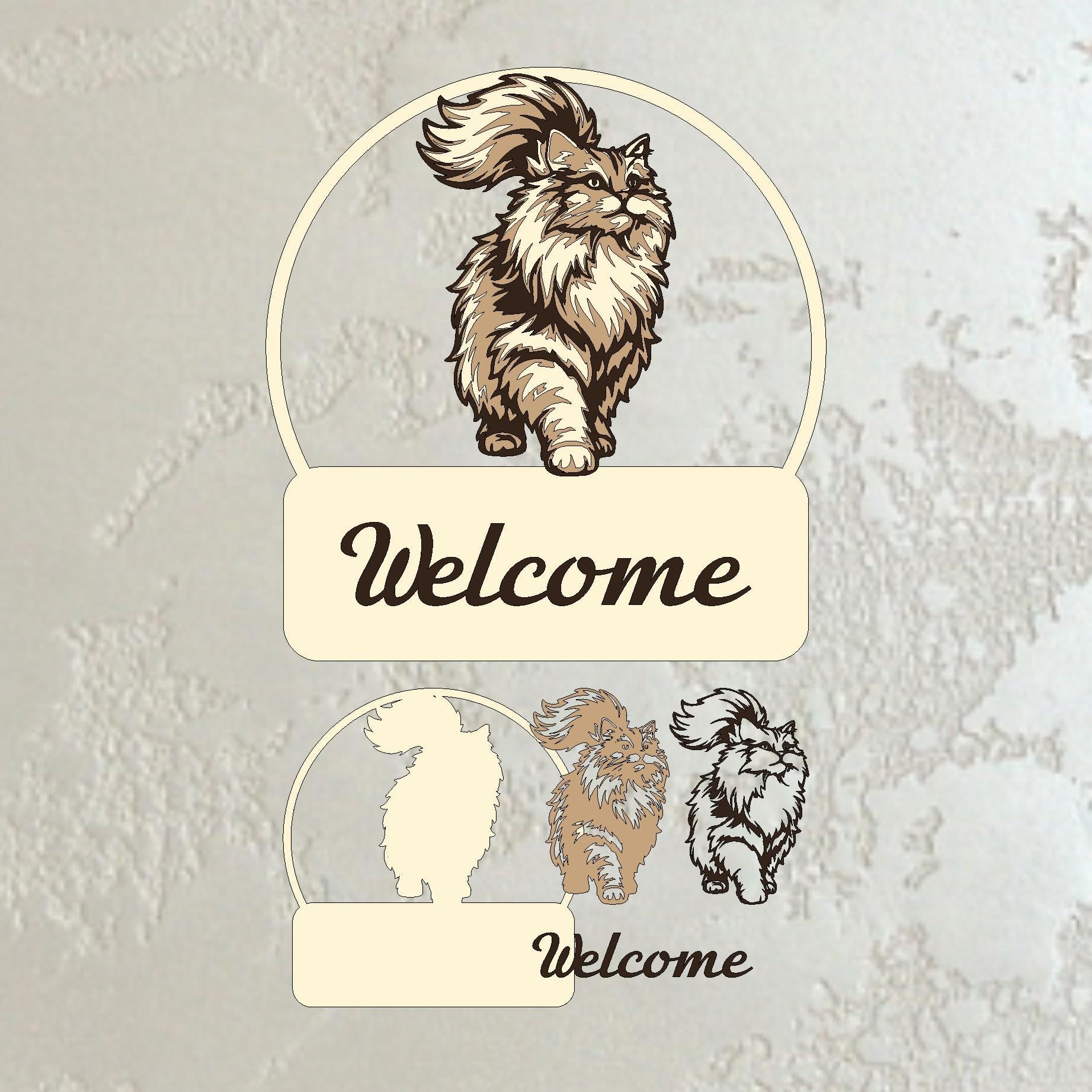Cat Welcome Sign SVG for Cat Lovers, Layered Pet Door Hanger, Laser Cut ...