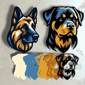 File SVG 3D pastore tedesco, file di taglio cane Rottweiler, SVG artigianale per amanti dei cani, idea regalo per proprietari di animali domestici