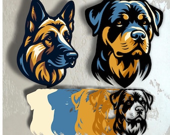 3D German Shepherd SVG File, Rottweiler Dog Cut File, Crafting SVG for Dog Lovers, Pet Owner Gift Ide
