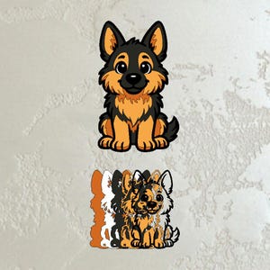 Duitse herder puppy SVG: meerlaags lasergesneden bestand, CNC-patroon