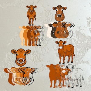 Multilayer Cow Svg, Layered Farm Animal, Cow Head & Body, Laser Cut Files, Paper Cut Template, 3D Cow Cattle DXF for CNC, Farmhouse Decor
