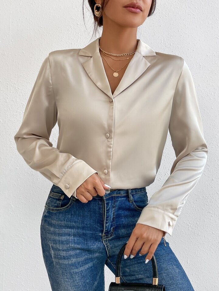 womens gold satin blouses