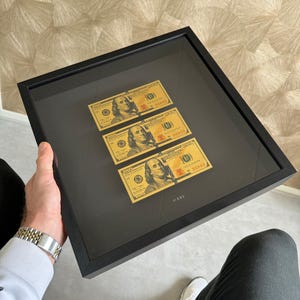 3x 100 Dollar Money Frame Gold | Money Art | Home Decor | Office Art | Wall Art | Motivation Art | Luxury Art | Dollar Art | Handmade | Gift