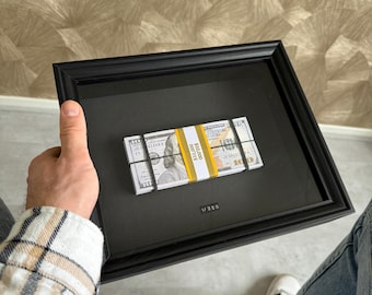 10K Stack Money Frame - USD Edition | Money Art | Home Decor | Office Art | Wall Art | Motivation Art | Luxury | Dollars | Handmade | Gift