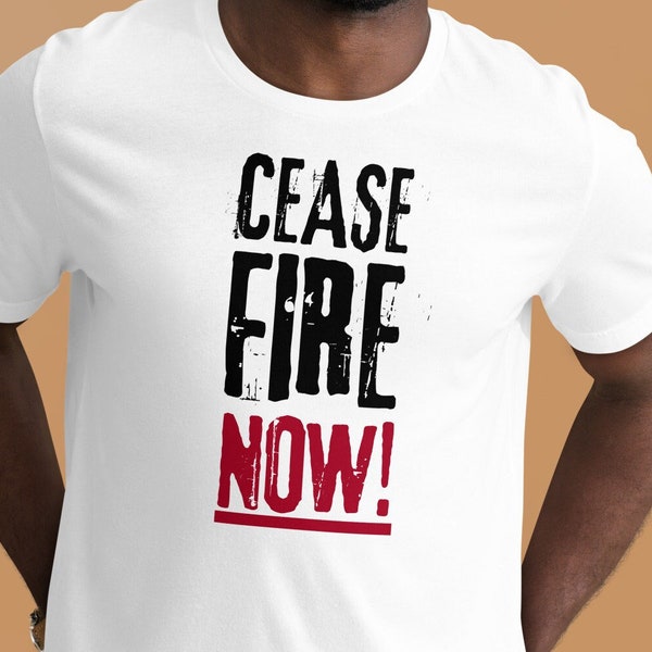 Ceasefire Now Camiseta Paz Ropa Activismo Protesta Detener la violencia Contra la guerra Moda Resolución de conflictos Conciencia global Medio ambiente