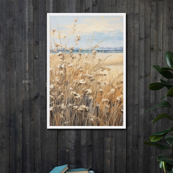 Sommer Weizen Feld Wildblumen gerahmt Ölmalerei Druck Bauernhaus Landschaft antik Kunst Druck Rahmen rustikal Landhaus Wand Dekor Vintage