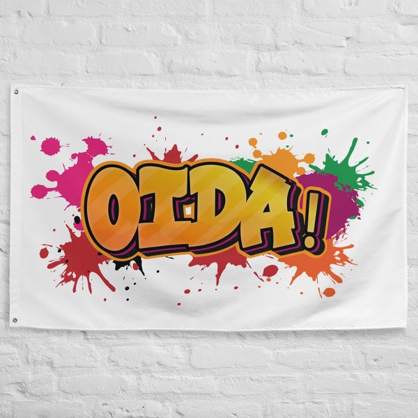 Bandera OIDA, Graffiti divertido y genial, dialecto Slang Gscheat austriaco bávaro, festival de fiesta, decoración