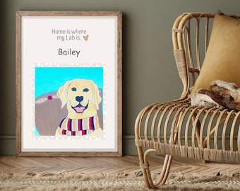 Printable labrador poster - Personalized lab - Labrador home decor - Labrador print - Yellow lab art - Lab owner gift - Labrador art print