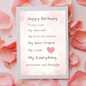 Happy Birthday Husband - Husband Anniversary Card - Happy Birthday Husband Card From Wife - To My Husband Card Print - Gift for Him Birthday