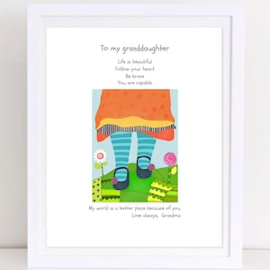 Letter to Granddaughter - Gift from grandma - Granddaughter Birthday card - To My Granddaughter Print - Granddaughter graduation poem verse