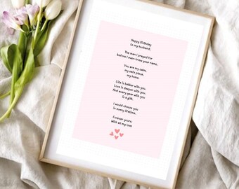 Happy Birthday Husband - Husband Anniversary Card - Happy Birthday Husband Card From Wife - To My Husband Card Print - Gift for Him Birthday