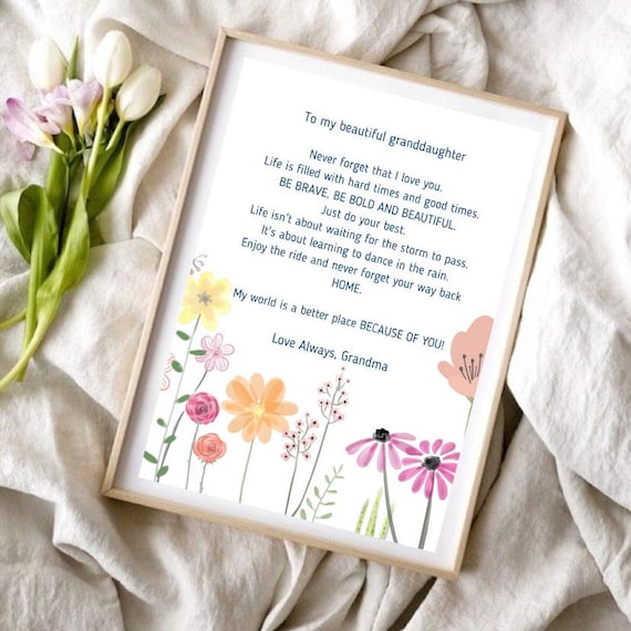 Tarjeta De Cumpleaños Especial Para Nieta: Un Detalle Hecho A Mano Con Verso (floral, Rosa)