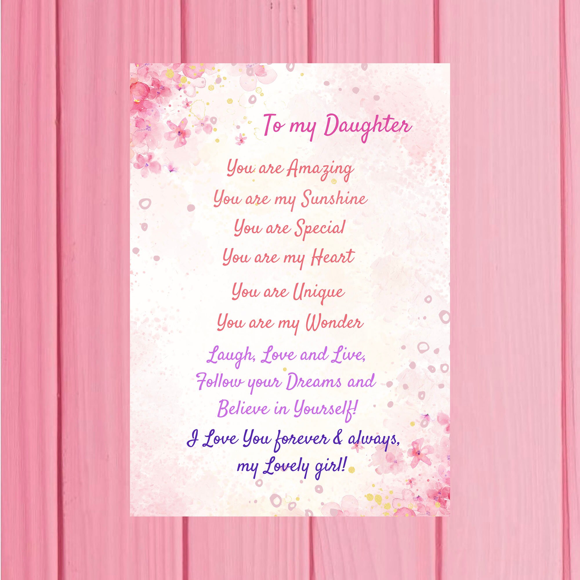 Special Poem Print for Daughter to My Daughter I Love You to My ...