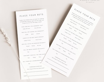 Mariage Placer vos paris, Carte de paris avec accessoires, Jeu amusant pour une réception, Modèle de toile modifiable, Shower nuptiale, Fête de fiançailles, Feuille de paris, WSS05