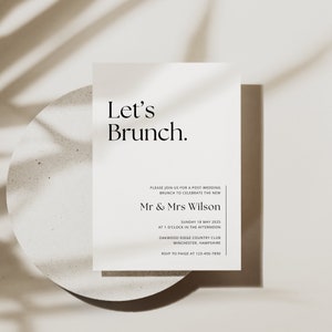 Le brunch du lendemain du mariage, l'invitation le lendemain, carte d'invitation minimaliste moderne, modèle de toile modifiable DIY, téléchargement immédiat - WSS03