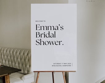 Minimal Bridal Shower Welcome Sign, Printable Bachelorette Party Signage, Modern Hen Do, Editable Canva Template, Instant Download - WSS03