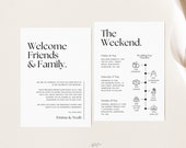 Wedding Weekend Info For Wedding Party, Welcome Bag Note and Timeline, Order of Events Itinerary, DIY Editable Canva Template - WSS03