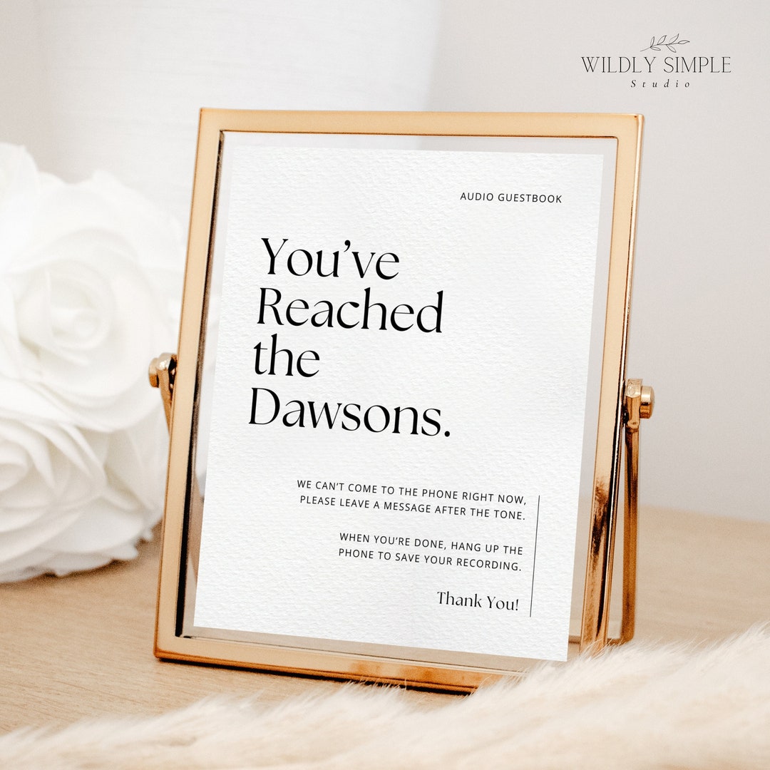 Audio Guestbook Signage, Wedding Phone Message Sign, Telephone