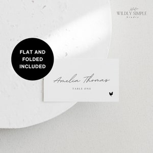 Cartão de lugar com indicador de refeição, ícones de escolha de comida de casamento, cartão de visita com seleção de menu, modelo Canva editável, download instantâneo - WSS04