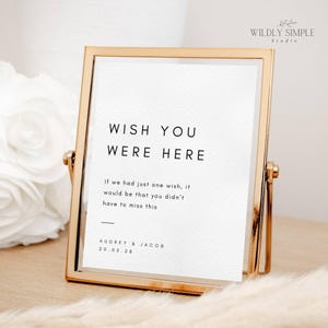 Wish You Were Here Wedding Sign, Simple Memorial Table Decor, In Loving Memory, Watching From Heaven, Editable Canva Template, WSS05