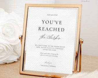 Audio Guestbook Signage, Wedding Phone Message Sign, Telephone Voicemail Guest Book, DIY Editable Canva Template, Instant Download - WSS04