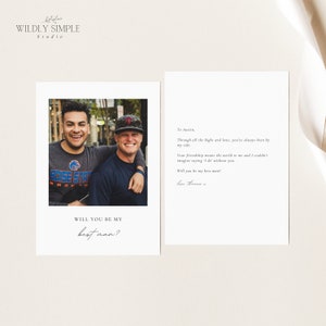 Carte d'invitation du meilleur homme, seras-tu mon meilleur homme, carte avec photo, proposition de fête de mariage, modèle de toile éditable, téléchargement numérique - WSS04