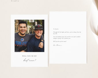 Best Man Invite Card, Will You Be My Best Man Card With Photo, Wedding Party Proposal, Editable Canva Template, Digital Download  - WSS04