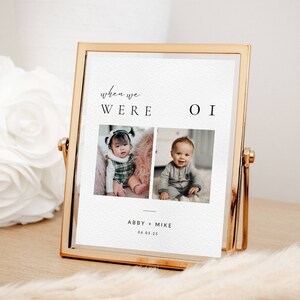 When We Were Age Wedding Table Number Signs, Modern Printable Photo Wedding Table Numbers, Editable Canva Template, Instant Download - WSS01