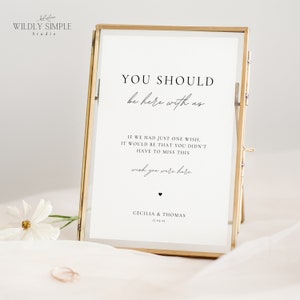 Hochzeitsschild, Gedenktisch, Wenn ich einen Wunsch hätte, eleganter minimalistischer, bearbeitbarer Canva-Vorlage, Sofort-Download - WSS04