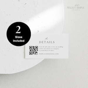 Hochzeitseinladung QR-Code-Einsatz, elegante Informationsdetails-Karte, druckbare Website-Karte, RSVP Online, bearbeitbare Canva-Vorlage - WSS04