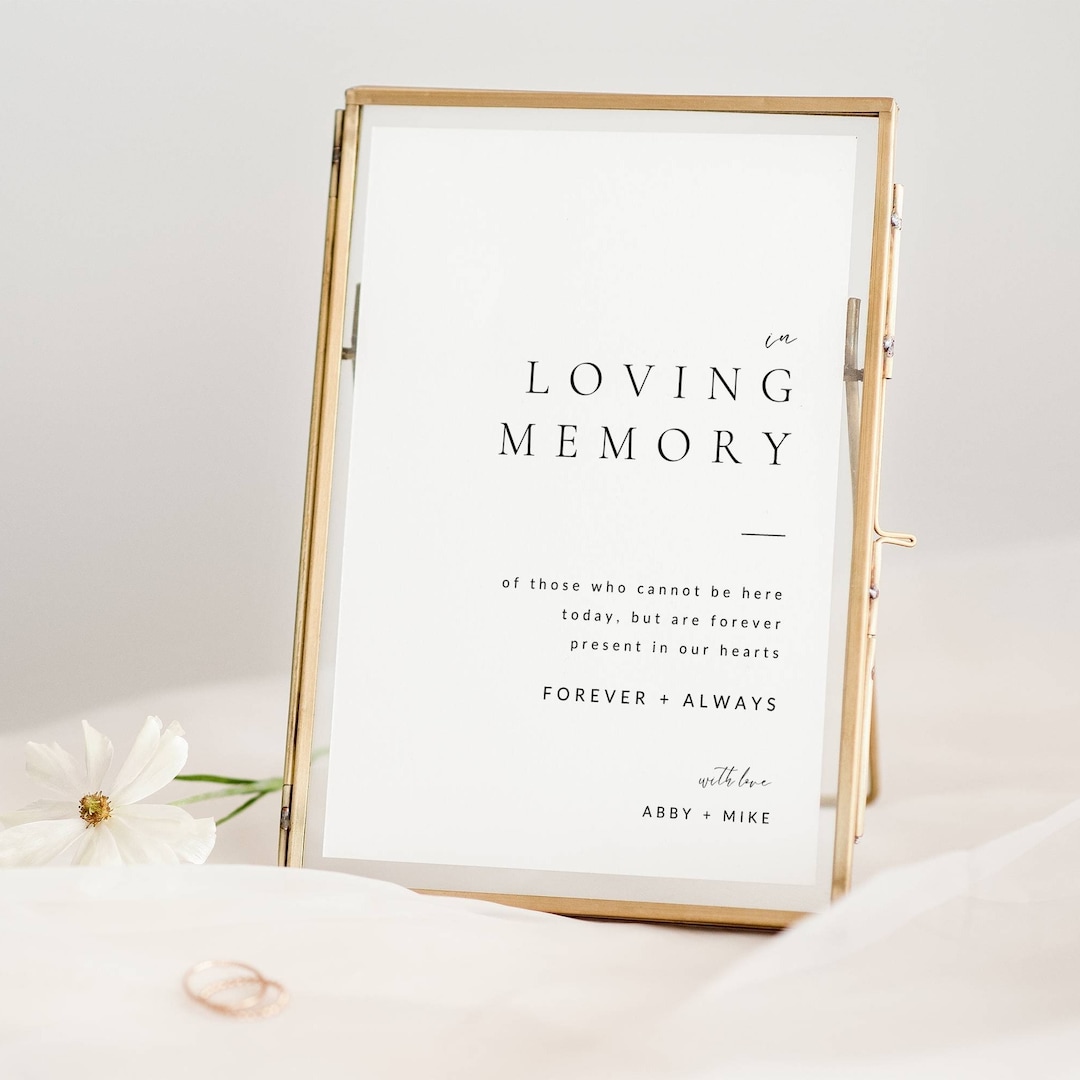 In Loving Memory Wedding Sign Template, Printable Memorial Table Sign, Forever in Our Hearts ...