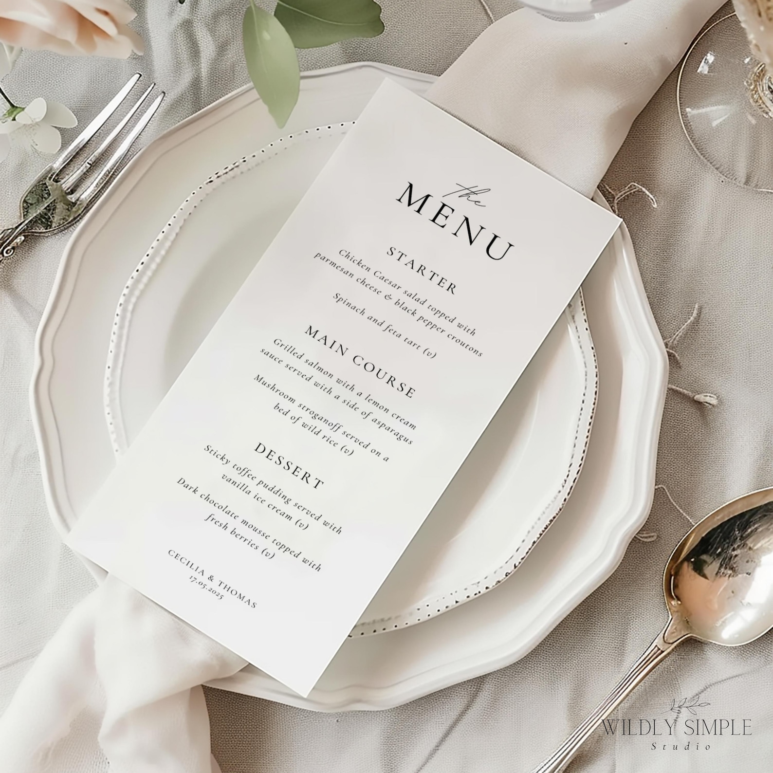 Menu and Place Card Combo, Elegant Dinner Party Set, Reception Table ...