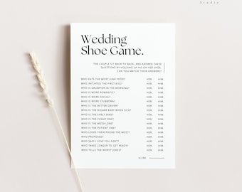Editable Wedding Shoe Game, Couples Shower Game, Fun Bride and Groom Trivia Questions, Printable Canva Template, Instant Download - WSS03