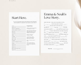 Wedding Love Story Game, Printable Reception Table Games, Fun Bridal Shower Activity, DIY Editable Canva Template, Instant Download - WSS03