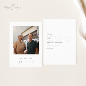 Modèle de carte de proposition de garçon d'honneur, serez-vous mon garçon d'honneur, invitation de mariage avec photo, modèle de toile éditable, téléchargement numérique - WSS04