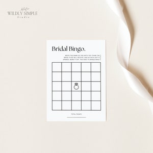 Bingo nupcial Canva, tarjeta de juego de despedida de soltera imprimible, plantilla editable, despedida de soltera minimalista moderna, descarga instantánea - WSS03