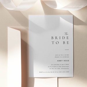 Minimalist Bridal Shower Invitation Template, Modern Bridal Shower Invite, Simple Bride to Be, Editable with Canva, Instant Download - WSS01