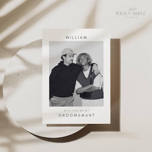 Tarjeta de propuesta de padrino de boda con foto, invitación para "¿Quieres ser mi padrino de boda?", fiesta de bodas sencilla, descarga digital, plantilla editable de Canva, WSS05