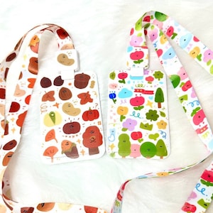 Lindo patrón de dibujos animados titular de la tarjeta de identificación y cordón, titular de la insignia, elegante titular de la identificación, accesorio de bolso colorido, titular de la tarjeta Kpop Idol, regalo adorable