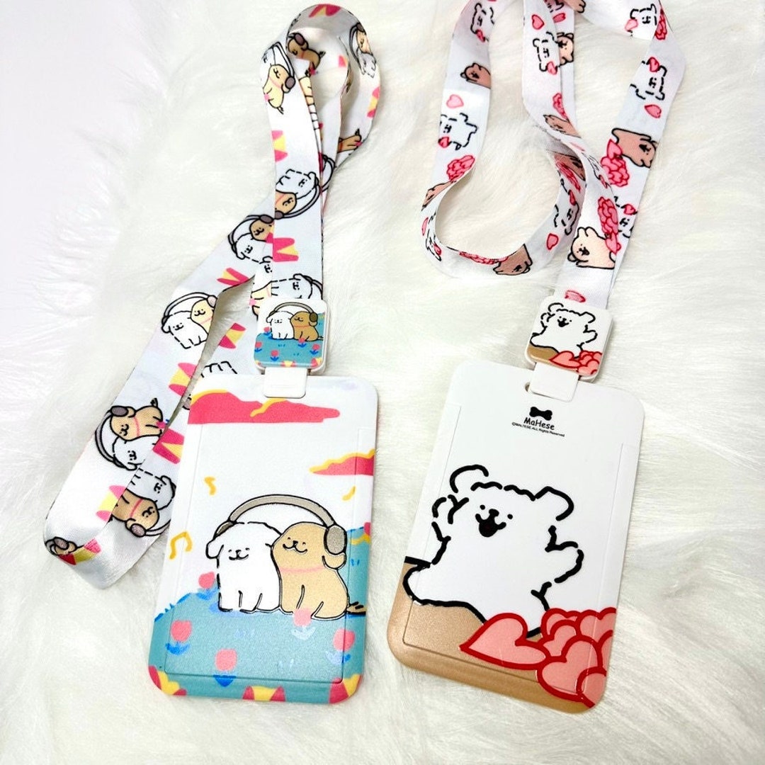 Cute Cartoon Pattern ID Card Holder & Lanyard, Badge Holder