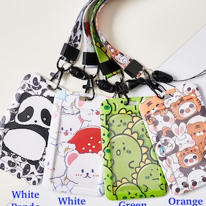 Süßer Tiermuster-ID-Kartenhalter und Lanyard Set, stilvoller Ausweishalter, buntes Tier-Taschenzubehör, Kpop Idol-Kartenhalter