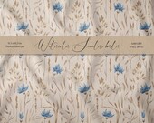Summer field Wheat cornflower seamless tile Floral repeat pattern Textile surface print Wild plants flowers Neutral rustic printable design