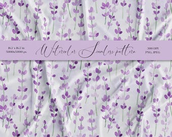 Lavendel naadloos bloemenpatroon Provençaalse herhalende tegel Fijne aquarelbloemen Paarse bloemenprint Handgetekende modestofpatroon